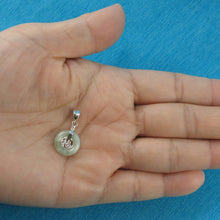 Load image into Gallery viewer, Solid Sterling Silver 925 Good Fortunes Green Jade Donut Pendant