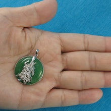 Load image into Gallery viewer, Solid Sterling Silver 925 Guan Gong Cabochon Green Jade Pendant