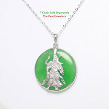 Load image into Gallery viewer, Solid Sterling Silver 925 Guan Gong Cabochon Green Jade Pendant