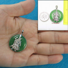 Load image into Gallery viewer, Solid Sterling Silver 925 Guan Gong Cabochon Green Jade Pendant