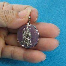 Load image into Gallery viewer, Solid Sterling Silver 925 Guan Gong Cabochon Lavender Jade Pendant