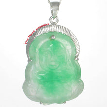 Load image into Gallery viewer, Solid Sterling Silver 925 Happy Buddha Green Jade Pendant