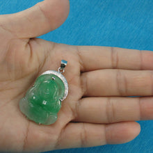 Load image into Gallery viewer, Solid Sterling Silver 925 Happy Buddha Green Jade Pendant