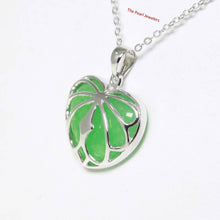Load image into Gallery viewer, Solid Sterling Silver 925 Love & Heart Green Jade Pendant