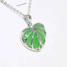 Load image into Gallery viewer, Solid Sterling Silver 925 Love & Heart Green Jade Pendant