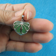 Load image into Gallery viewer, Solid Sterling Silver 925 Love & Heart Green Jade Pendant