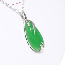 Load image into Gallery viewer, Solid Sterling Silver 925 Green Jade Raindrop Pendant