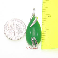 Load image into Gallery viewer, Solid Sterling Silver 925 Green Jade Raindrop Pendant