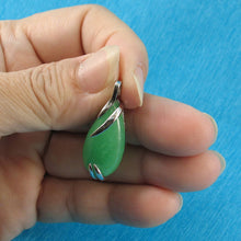 Load image into Gallery viewer, Solid Sterling Silver 925 Green Jade Raindrop Pendant
