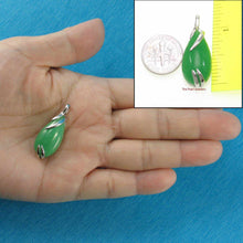 Load image into Gallery viewer, Solid Sterling Silver 925 Green Jade Raindrop Pendant