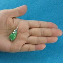 Load image into Gallery viewer, Solid Sterling Silver 925 Green Jade Raindrop Pendant