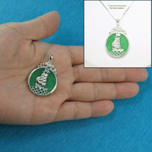 Load image into Gallery viewer, Sterling Silver 925 Yacht Carving Green Jade Pendant