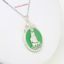 Load image into Gallery viewer, Sterling Silver 925 Yacht Carving Green Jade Pendant