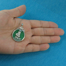 Load image into Gallery viewer, Sterling Silver 925 Yacht Carving Green Jade Pendant