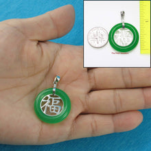 Load image into Gallery viewer, Sterling Silver Good Fortunes Jade Pendant