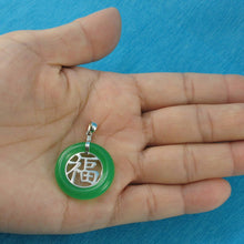 Load image into Gallery viewer, Sterling Silver Good Fortunes Jade Pendant