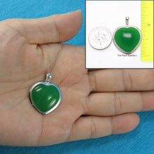 Load image into Gallery viewer, Sterling Silver Heart Green Jade Pendant