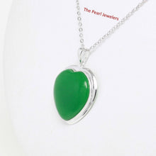 Load image into Gallery viewer, Sterling Silver Heart Green Jade Pendant