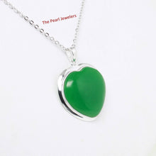 Load image into Gallery viewer, Sterling Silver Heart Green Jade Pendant