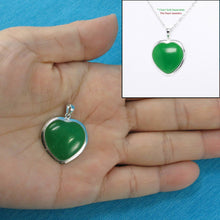 Load image into Gallery viewer, Sterling Silver Heart Green Jade Pendant