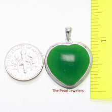 Load image into Gallery viewer, Sterling Silver Heart Green Jade Pendant