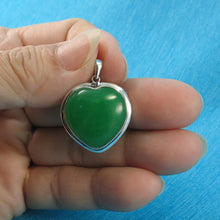 Load image into Gallery viewer, Sterling Silver Heart Green Jade Pendant