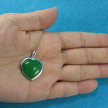 Load image into Gallery viewer, Sterling Silver Heart Green Jade Pendant
