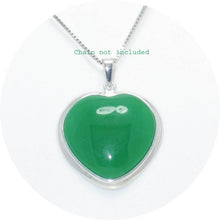 Load image into Gallery viewer, Sterling Silver Heart Green Jade Pendant