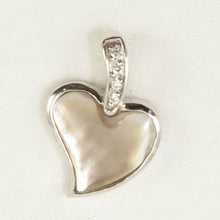 Load image into Gallery viewer, Sterling Silver Heart Mother of Pearl & Cubic Zirconia Pendant