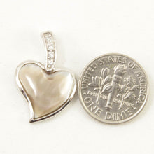 Load image into Gallery viewer, Sterling Silver Heart Mother of Pearl & Cubic Zirconia Pendant