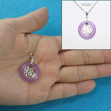 Load image into Gallery viewer, Sterling Silver Good Fortunes Lavender Jade Pendant