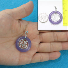 Load image into Gallery viewer, Sterling Silver Good Fortunes Lavender Jade Pendant