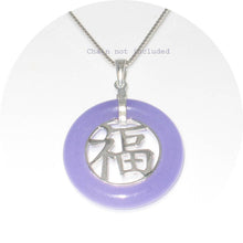 Load image into Gallery viewer, Sterling Silver Good Fortunes Lavender Jade Pendant