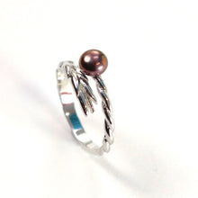 Load image into Gallery viewer, Adjustable Wheat-Style Eggplant Freshwater Pearl Ring ā .925 Sterling Silver