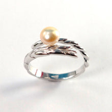 Load image into Gallery viewer, Adjustable Wheat-Style Peach Freshwater Pearl Ring ā .925 Sterling Silver