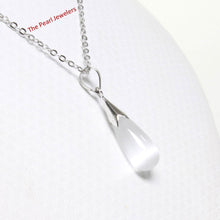Load image into Gallery viewer, White Cat’s Eye Raindrop Sterling Silver Pendant