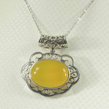 Load image into Gallery viewer, Yellow Agate Lucky Lock Sterling Silver Pendant