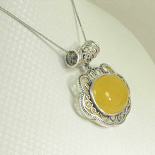 Load image into Gallery viewer, Yellow Agate Lucky Lock Sterling Silver Pendant
