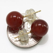 Load image into Gallery viewer, 14K Yellow Gold Round Ball Natural Red Agate Stud Earrings