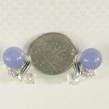Load image into Gallery viewer, 14K White Gold Unique Diamond Lavender Jade Stud Earrings