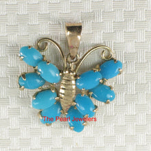 Load image into Gallery viewer, Turquoise Butterfly Pendant in 14k Yellow Gold
