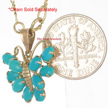 Load image into Gallery viewer, Turquoise Butterfly Pendant in 14k Yellow Gold