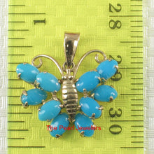 Load image into Gallery viewer, Turquoise Butterfly Pendant in 14k Yellow Gold