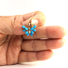 Load image into Gallery viewer, Turquoise Butterfly Pendant in 14k Yellow Gold