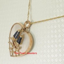Load image into Gallery viewer, 14K Yellow Gold Sapphire Yacht Heart Pendant with Mother of Pearl