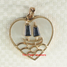 Load image into Gallery viewer, 14K Yellow Gold Sapphire Yacht Heart Pendant with Mother of Pearl