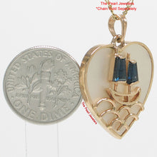 Load image into Gallery viewer, 14K Yellow Gold Sapphire Yacht Heart Pendant with Mother of Pearl