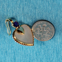 Load image into Gallery viewer, 14K Yellow Gold Heart Mother of Pearl & Amethyst Pendant