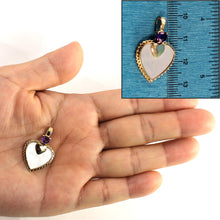 Load image into Gallery viewer, 14K Yellow Gold Heart Mother of Pearl & Amethyst Pendant
