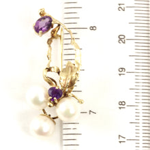 Load image into Gallery viewer, 2600040-14k-Solid-Gold-Genuine-Amethyst-Cultured-Pearl-Handmade-Brooch